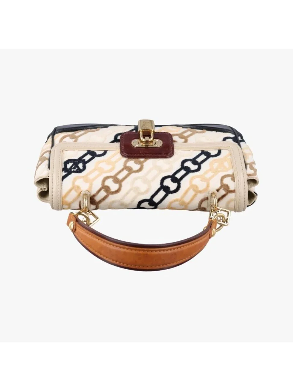 Louis Vuitton Dolly Black White Multicolor Cotton Velvet Shoulder Bag